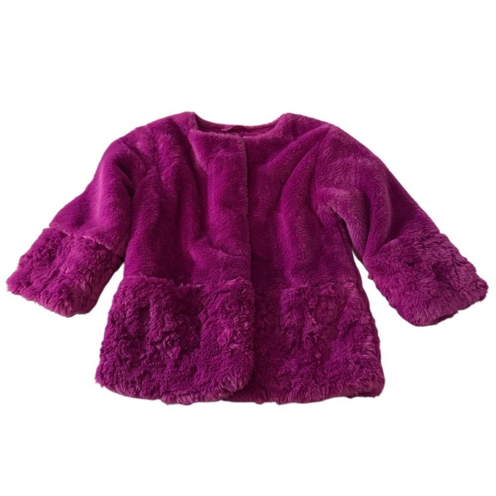 Cat & Jack Faux Fur Girl’s Purple Coat 2T - Picture 2 of 5